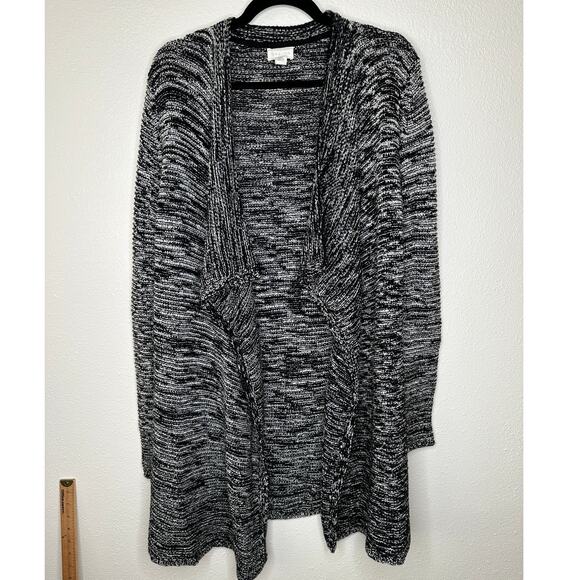 Caslon Black & White Burled Long Sleeve Long Line Cardigan Sweater S - Picture 2 of 11